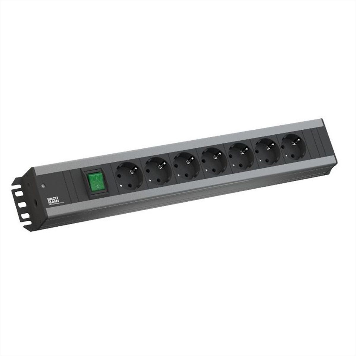 BACHMANN Handwerkerleiste 7x Schutzkontakt, Schalter, 19-Zoll-Rack kompatibel, 2 m