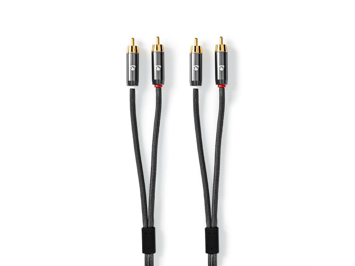 Nedis Stereo-Audiokabel, 2x Cinch, ST/ST, grau, 2 m