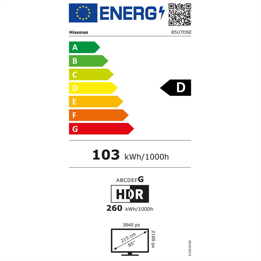Hisense TV 85U7DSE 85", Mini-LED 4K, 144Hz, 1300 Nits