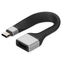 ROLINE Câble USB 3.2 Gen 2 en silicone, C-A, M/F, 10Gbit/s, Emark, noir, 11 cm