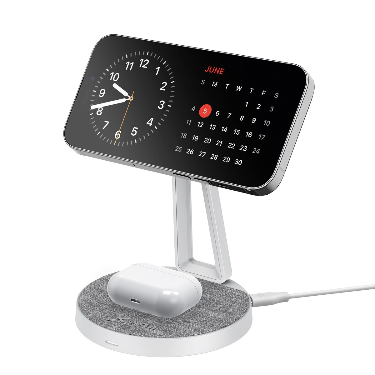 Xlayer Station charge MagFix Pro 2 in 1 15W Grey/White, magnétique 15W