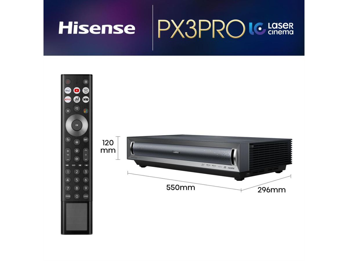 Hisense Laser TV PX3-Pro, 80"-150", 3000AL, 4K
