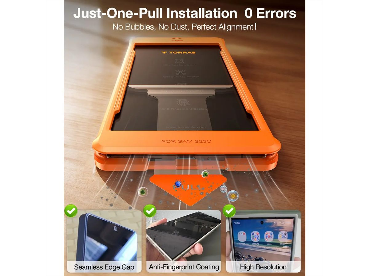 Torras Install Master Displayschutz, Galaxy S25 Ultra, MagSafe, transparent