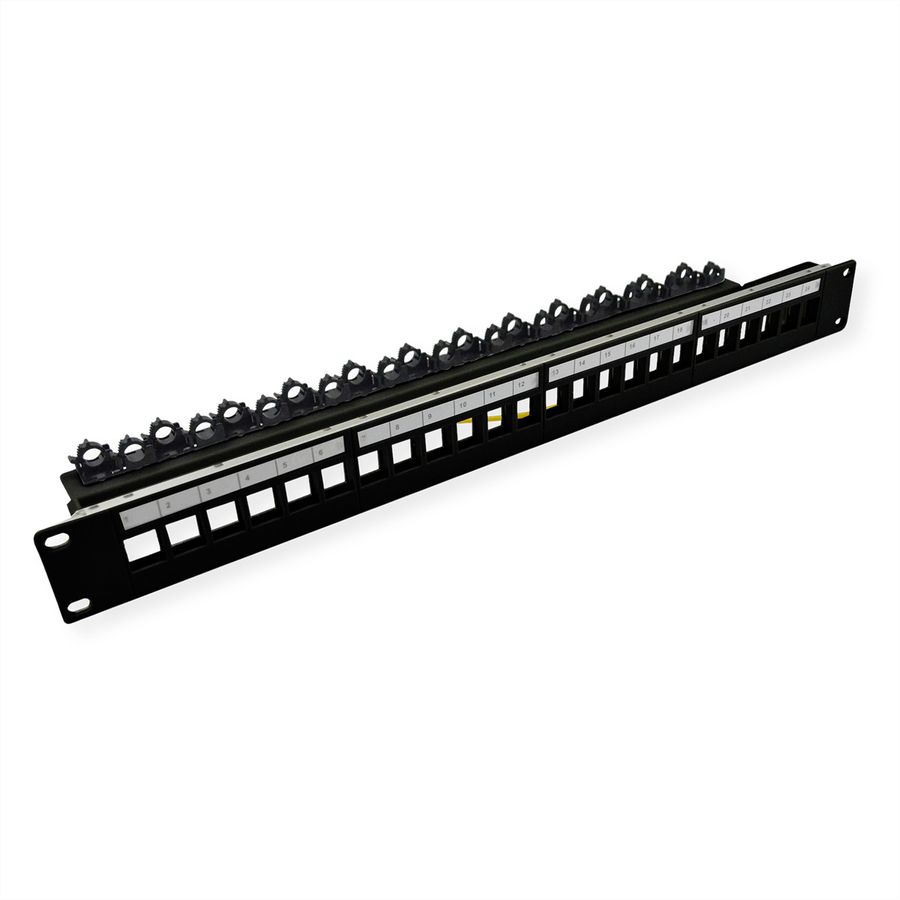 ROLINE 19-Zoll-Keystone-Modulträger, leer, 24P. geschirmt, Clip-Befestigung, schwarz