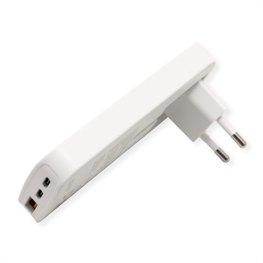 ROLINE Chargeur USB extra plat, avec prise Euro pliable, 65W