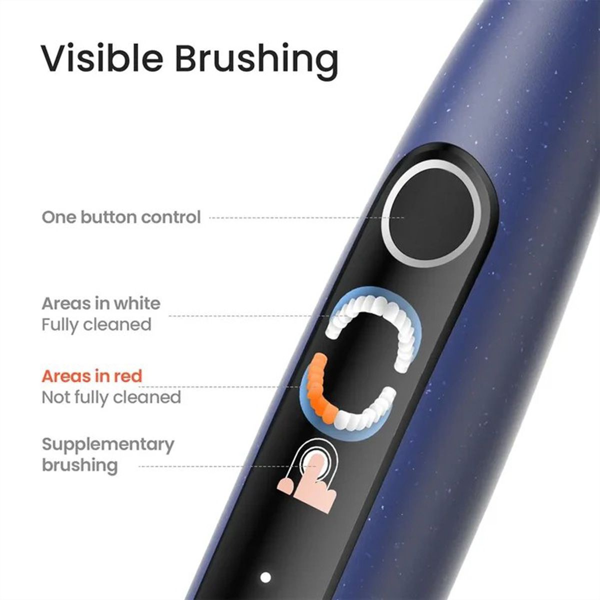 Kit brosse à dents sonique Oclean X Lite, bleu foncé, 72’000 mouvements/min, Smart Screen, autonomie 40 jours