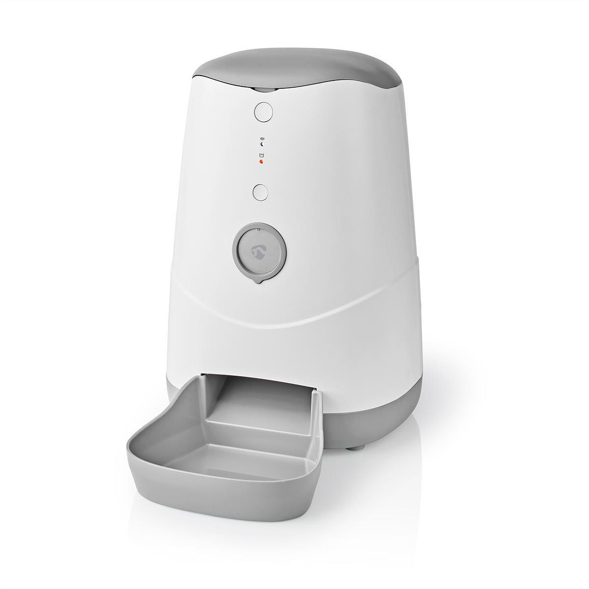 Distributeur de nourriture Nedis SmartLife Wi-Fi 3,7 l pour chiens et chats, Android™ / IOS, Blanc, Gris