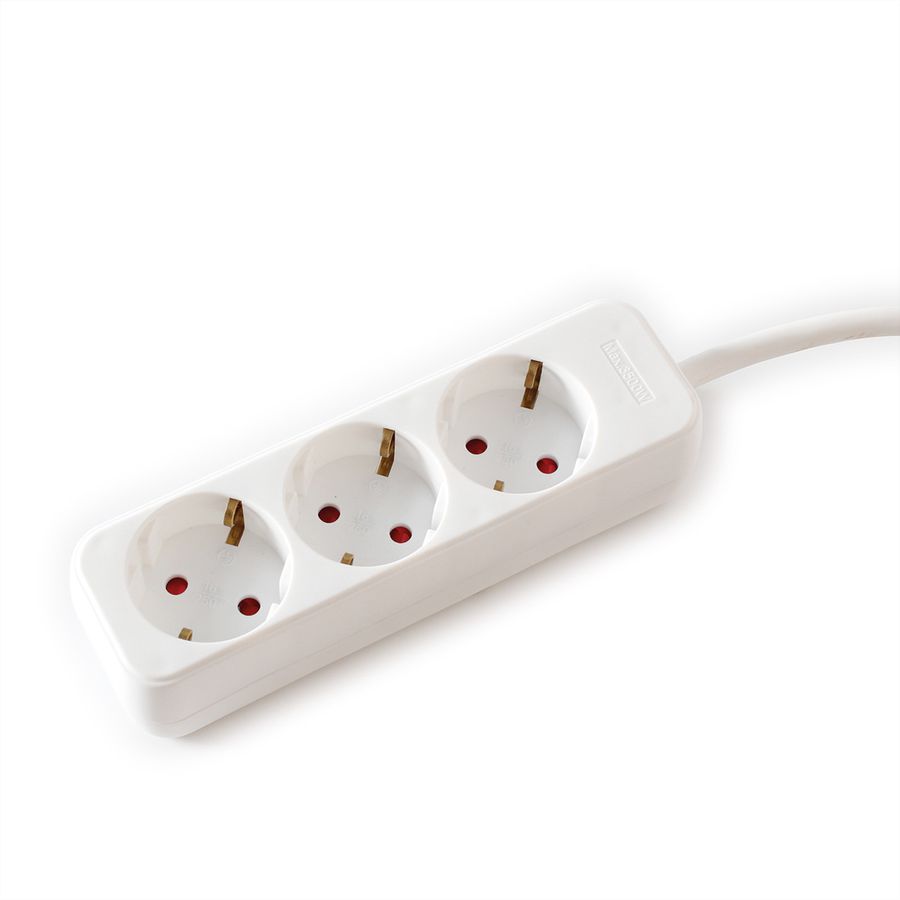 VALUE 3-fach Steckdosenleiste ohne Schalter, weiß, 1,5 m
