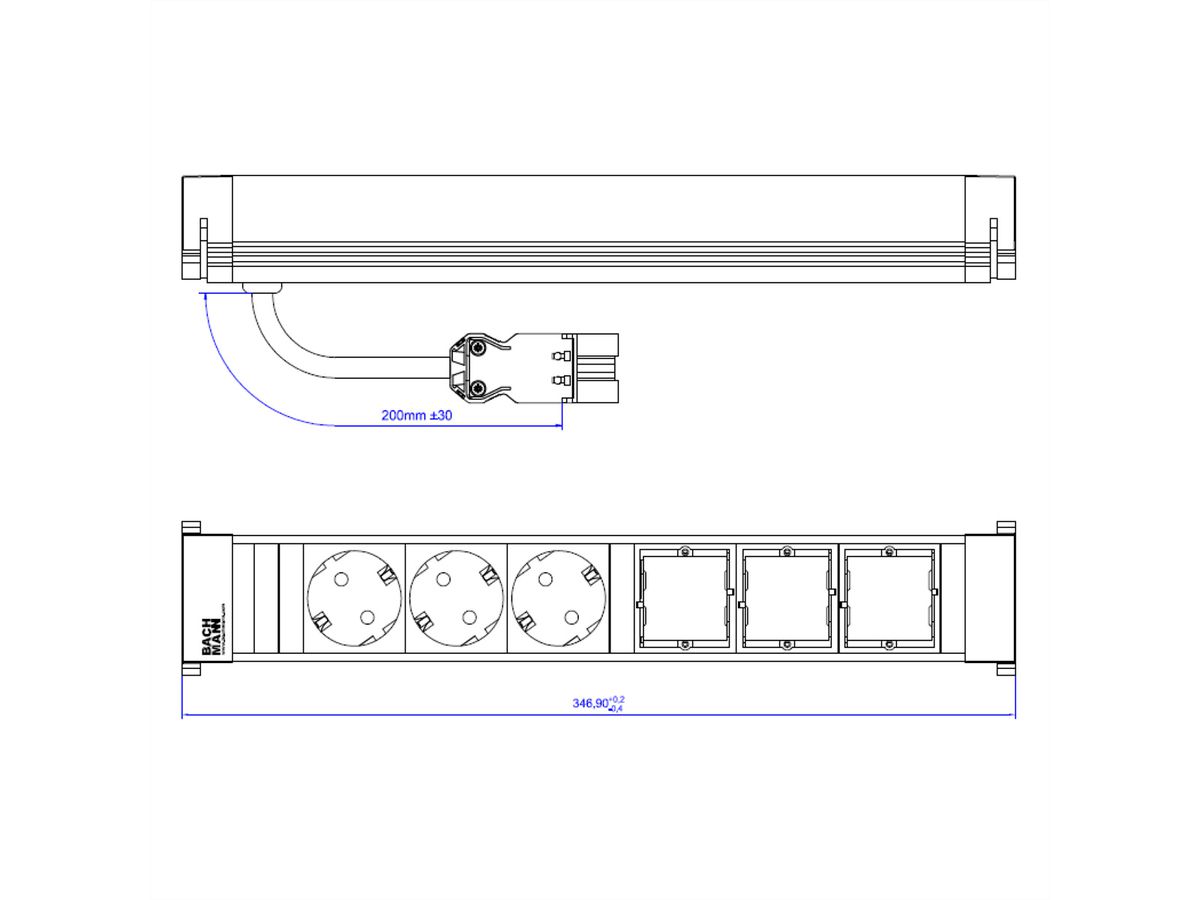 BACHMANN POWER FRAME Large 3x contact de protection 3x ABD