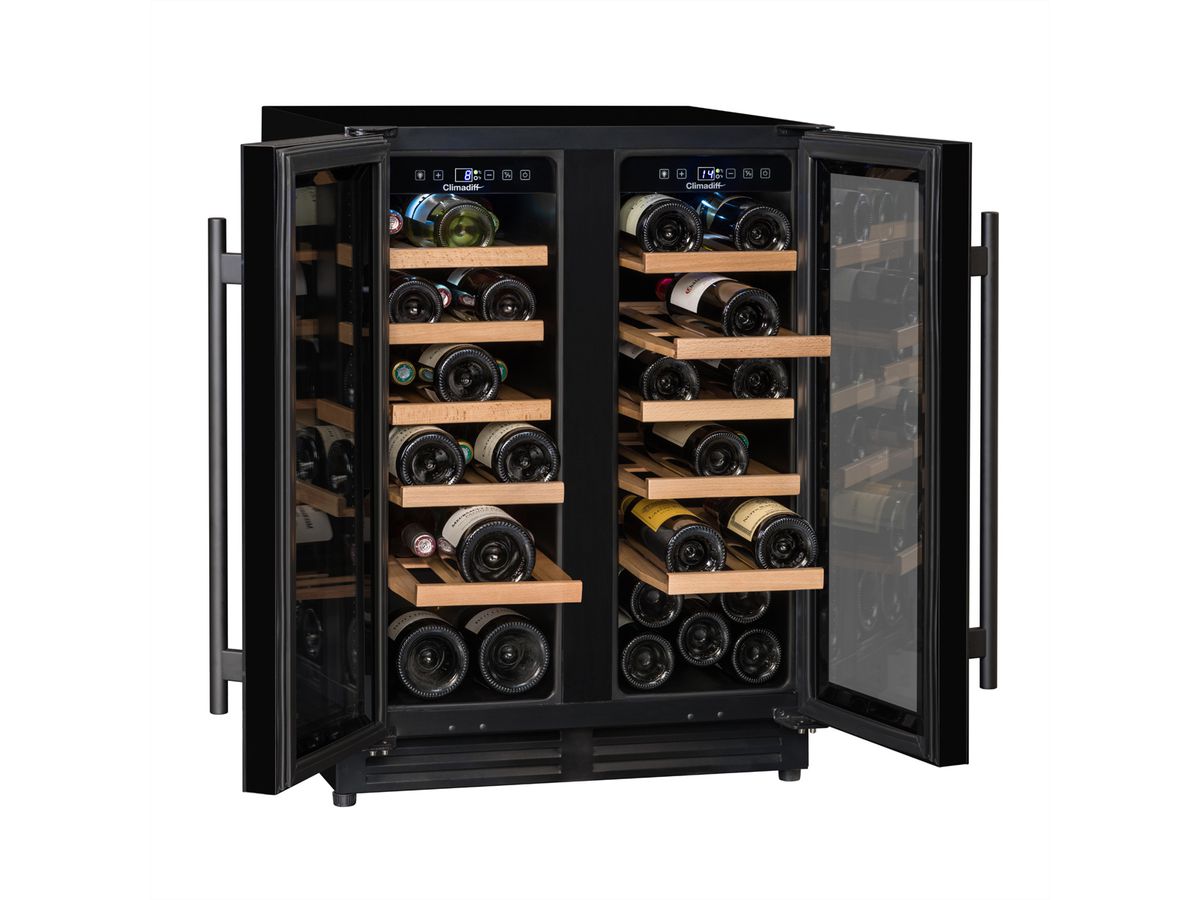 Climadiff Armoire à vin CBU40D1B, encastrable, 2 zones, 40 bouteilles
