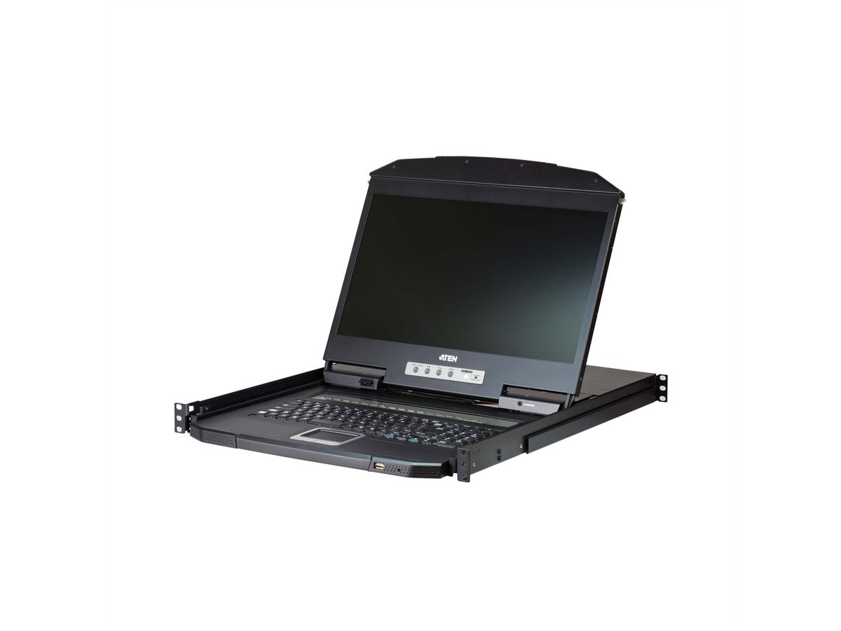 ATEN CL3108NX KVM-Switch, 18,5Zoll TFT, VGA, PS/2-USB, 8 Port, IT-Layout