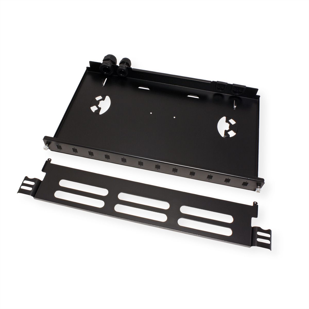 ROLINE 19''-LWL-Gehäuse leer, 1 HE, 12x SC-Simplex oder LC-Duplex, schwarz