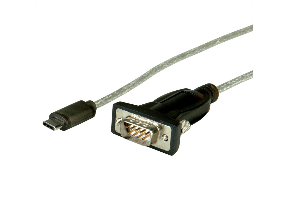 ROLINE USB - Seriell Konverter-Kabel, Typ C - RS232, schwarz, 1,8 m