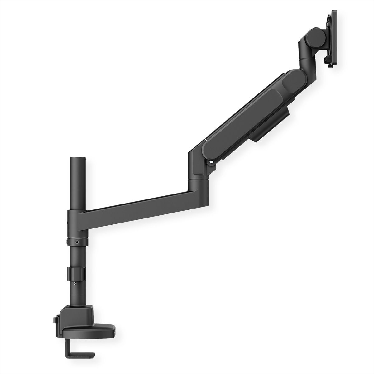 ROLINE LCD-Arm, Trägerstange, 4 Gelenke, Tischmontage, 24-57 Zoll, bis 27 kg, schwarz