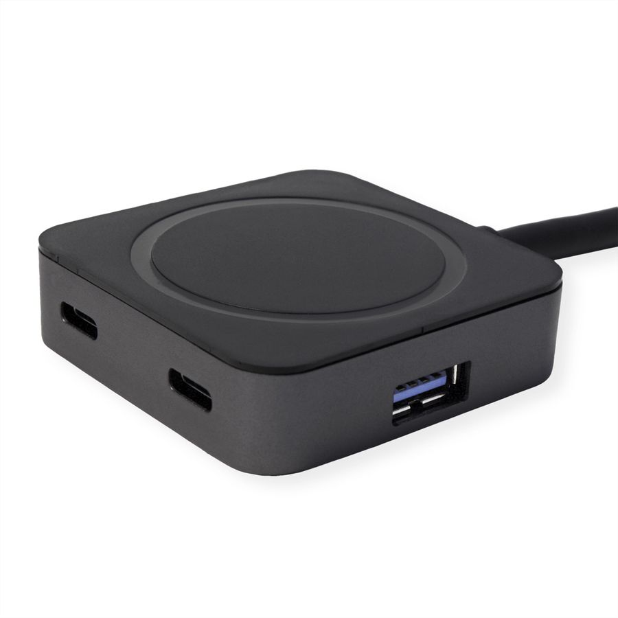 VALUE USB 3.2 Gen 1 Hub, 4 Ports (2x USB-A + 2x USB-C), mit Verlängerungskabel, schwarz, 10 m