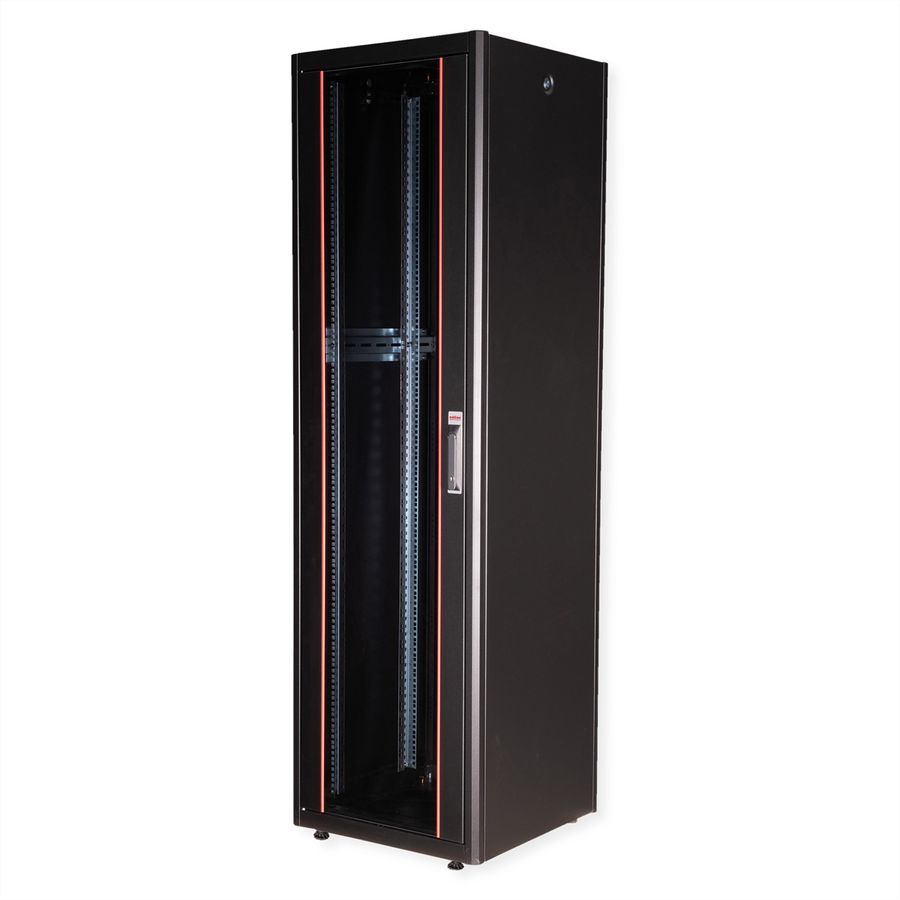 ROLINE 19-Zoll Netzwerkschrank Basic 42 HE, 600x600 BxT Glastür schwarz