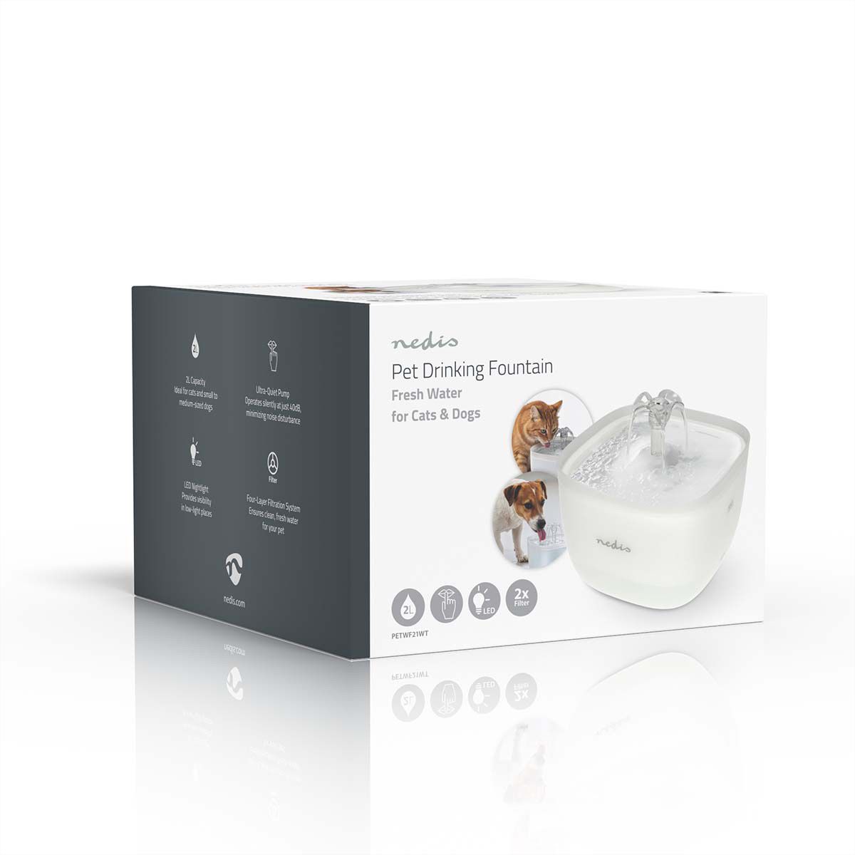Fontaine à eau pour animaux Nedis 2 l, blanc
