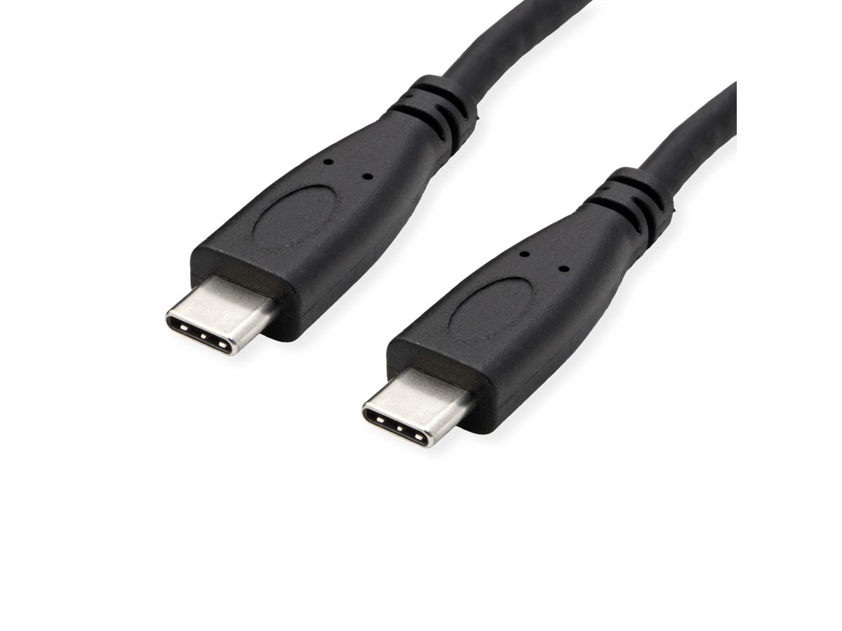 ROLINE Câble USB 3.2 Gen 2, avec PD, C-C, M/M, 4K UHD-1, 10Gbit/s, Emark, 100W, noir, 1 m