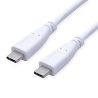 VALUE Câble USB 3.2 Gen 2, avec PD, C-C, M/M, 4K UHD-1, 10Gbit/s, Emark, 100W, blanc, 1 m