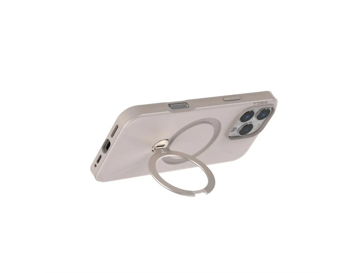 Torras Ostand 360° Spin Fusion Hülle, iPhone 16 Pro Max, MagSafe, beige