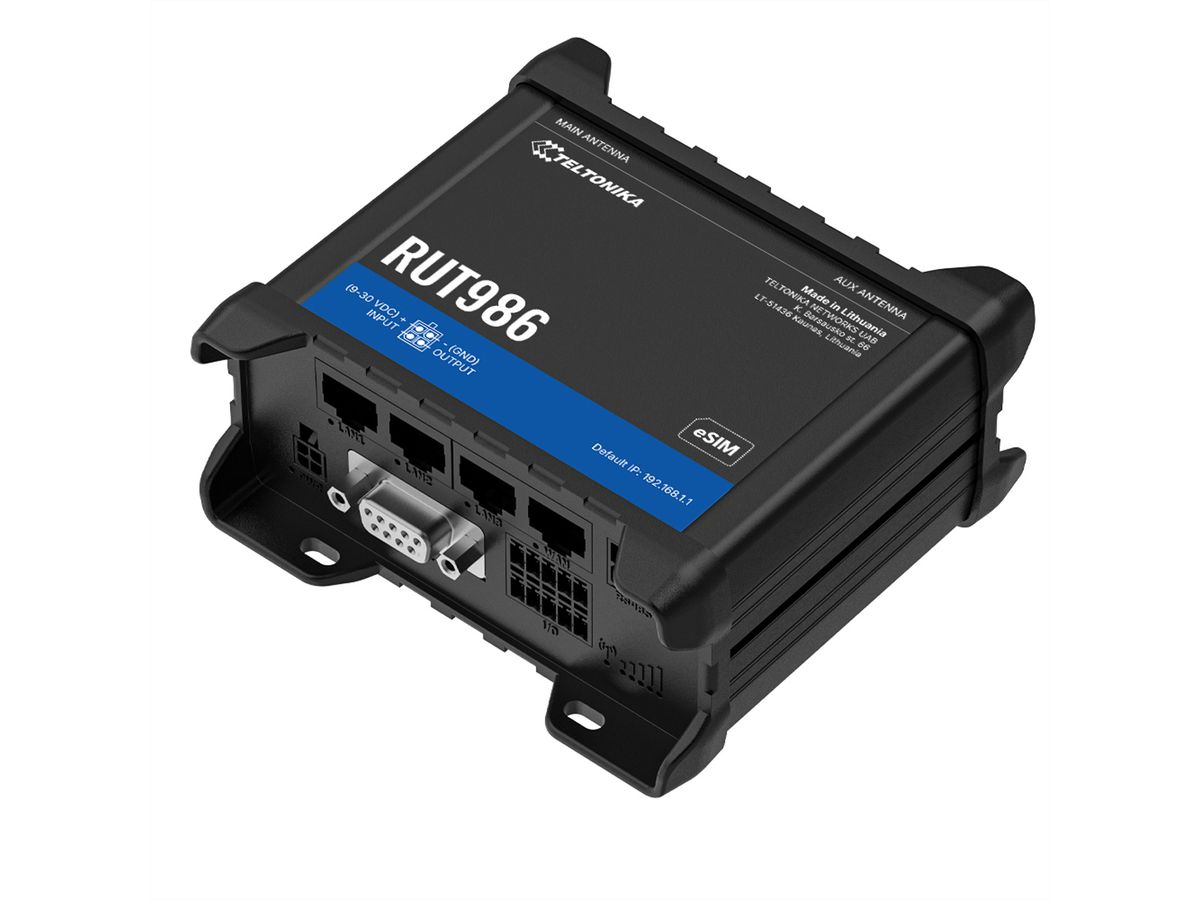 TELTONIKA RUT986 Routeur CAT4 LTE Dual SIM & eSIM, RS232/485