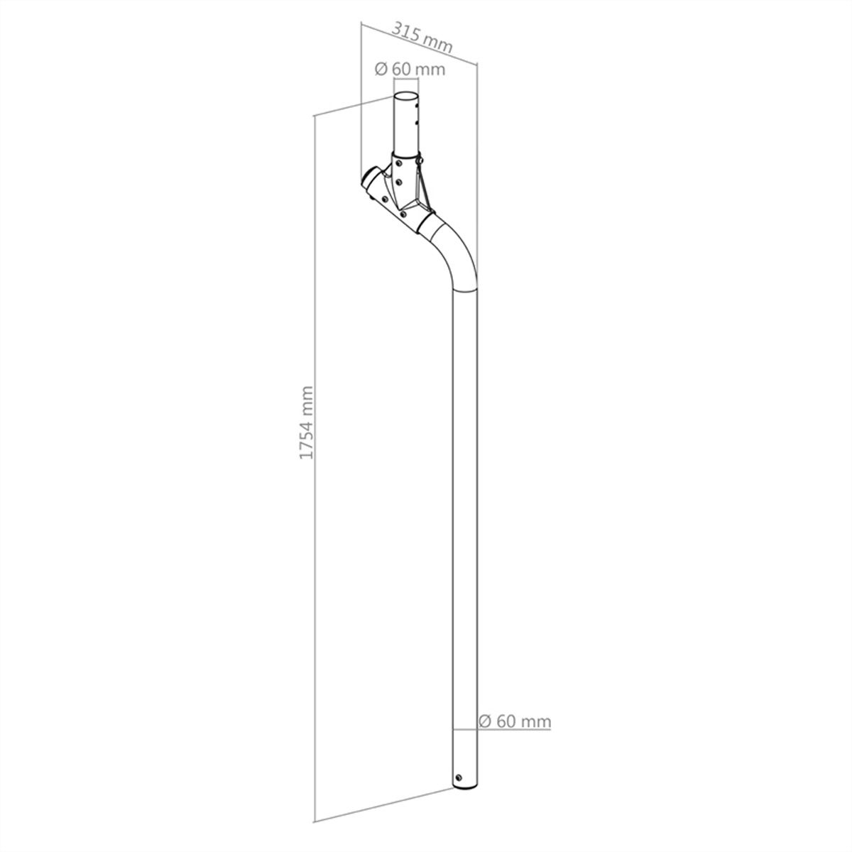 Hagor tube coudé CPS - pole 1750mm, for multiscreen installation, noir