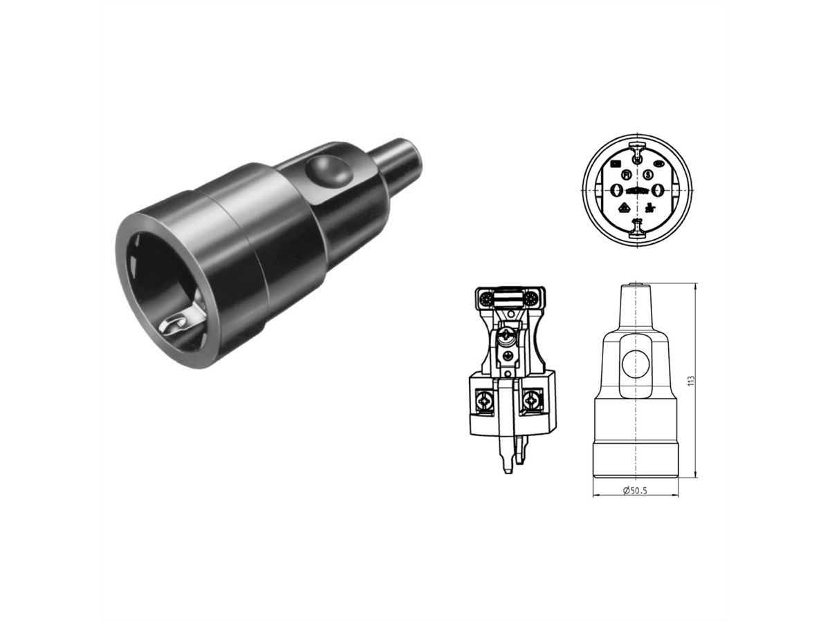 BACHMANN Vollgummikupplung schwarz, Knickschutz montierbar