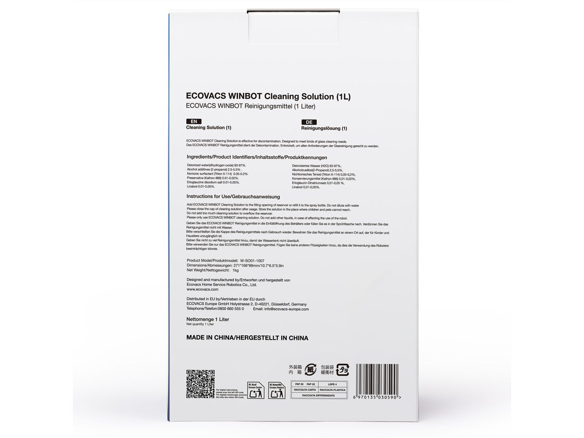 Ecovacs WINBOT Reinigungslösung 1L, zu Winbots-Serie