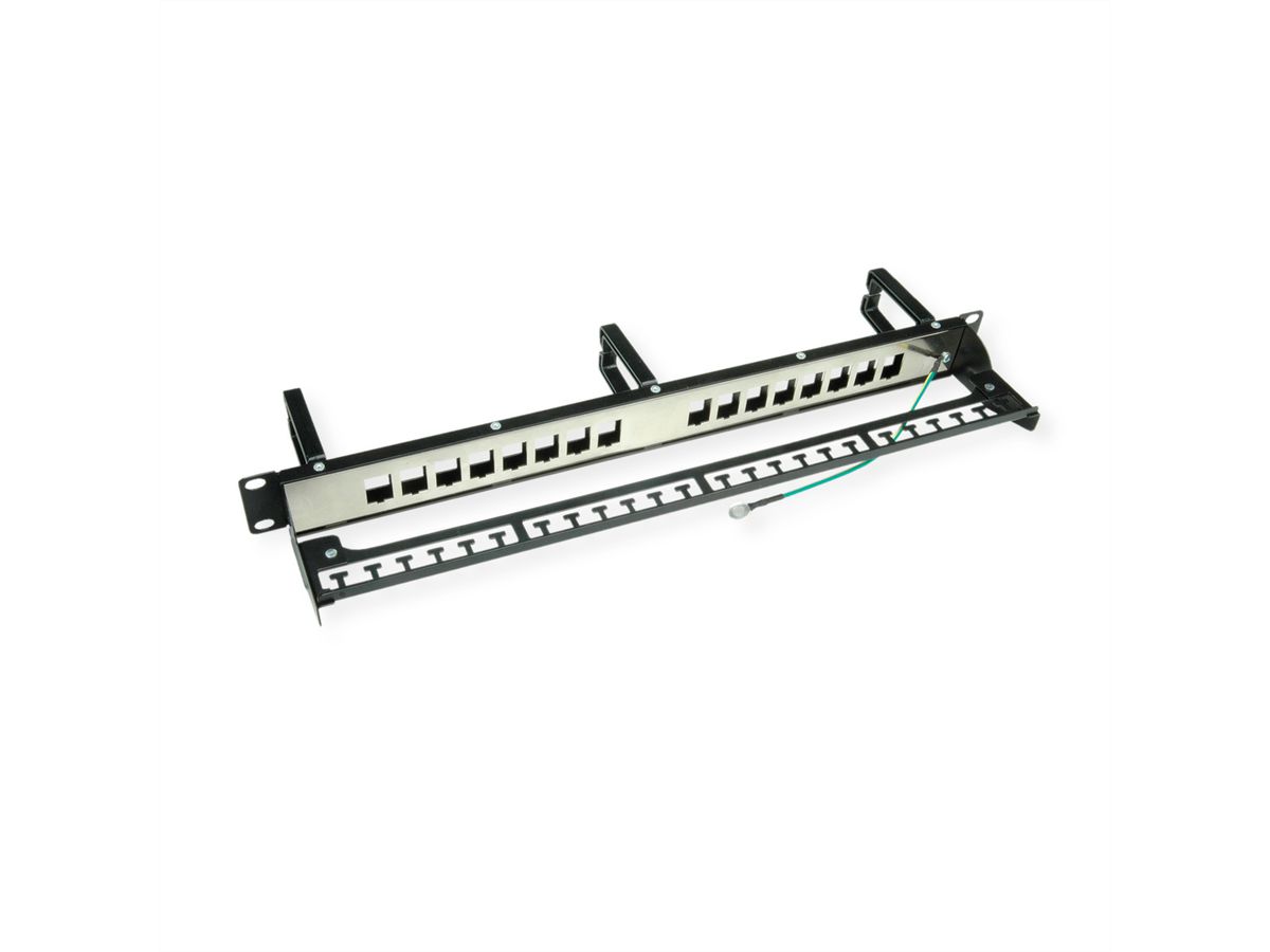 ROLINE 19-Zoll-Keystone-Modulträger, 16P., geschirmt, schwarz