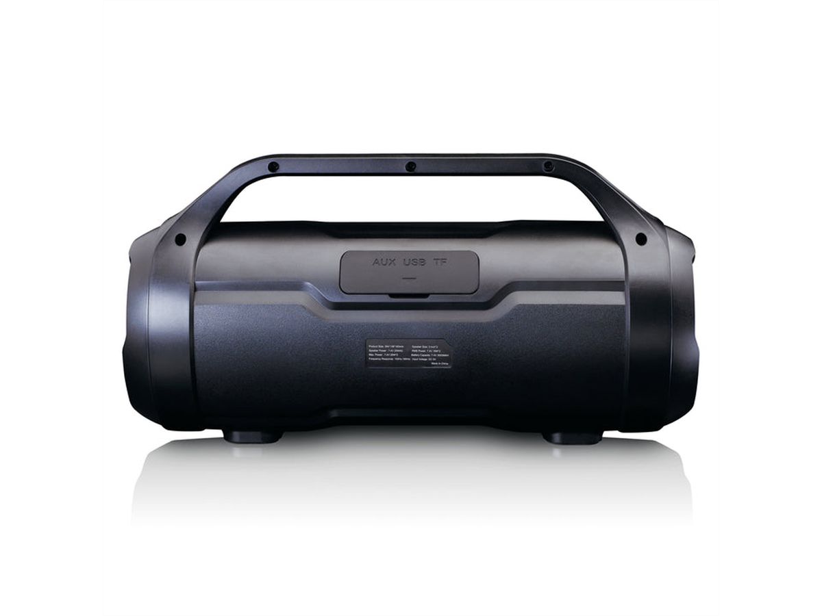 Lenco Boombox, IPX 5 étanche à l'eau, noir, USB, SD, radio, lumière