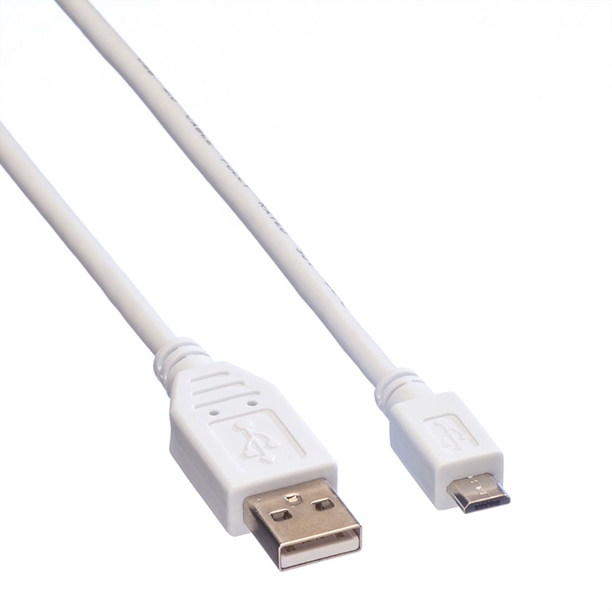 VALUE Câble USB 2.0, USB A mâle - Micro USB B mâle, blanc, 1,8 m