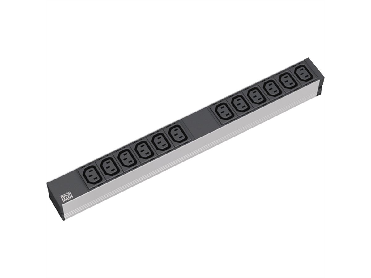 BACHMANN Steckdosenleiste 19" 1HE 12x C13 Buchse, Schutzkontakt-Stecker