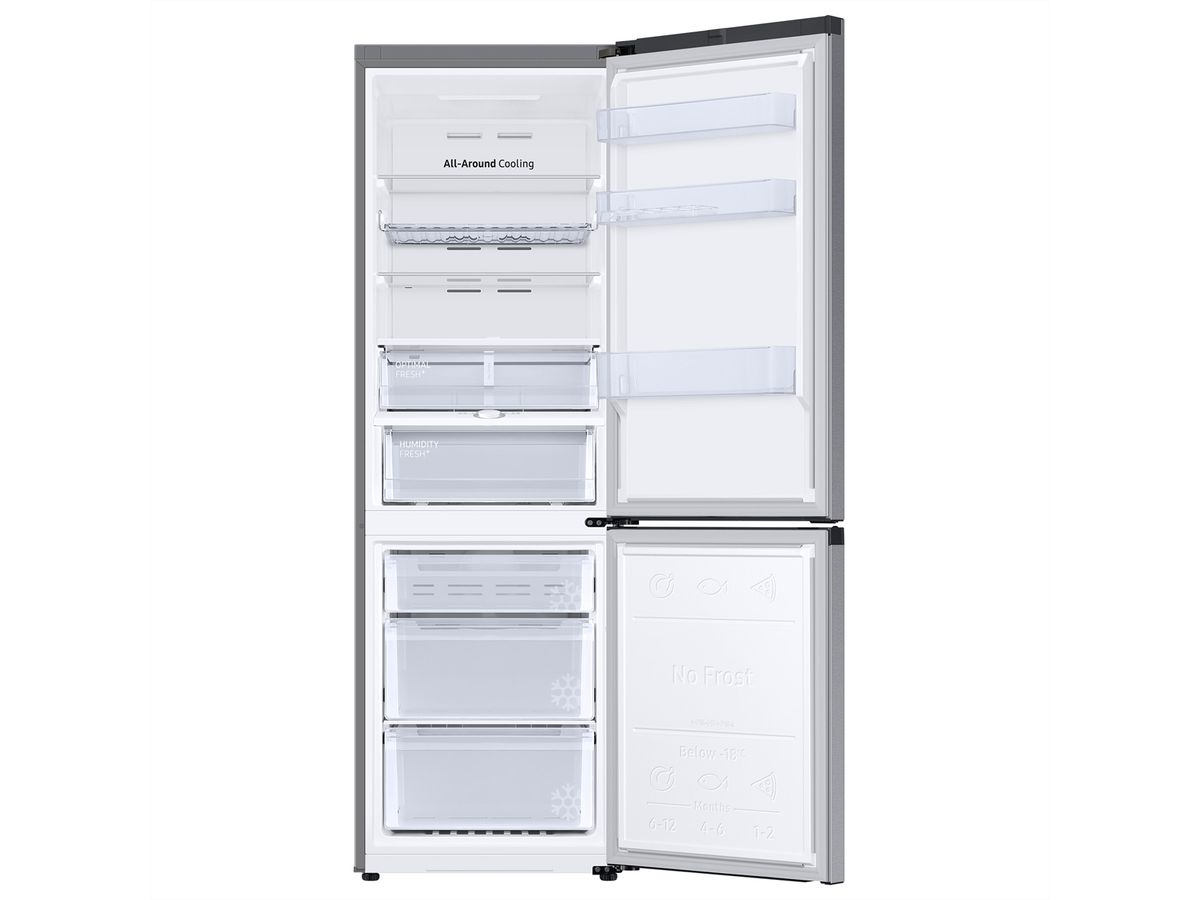 Samsung Kühl-Gefrierkombination RB7300 , 344l, D, WiFi, Silber mit Griffmulde