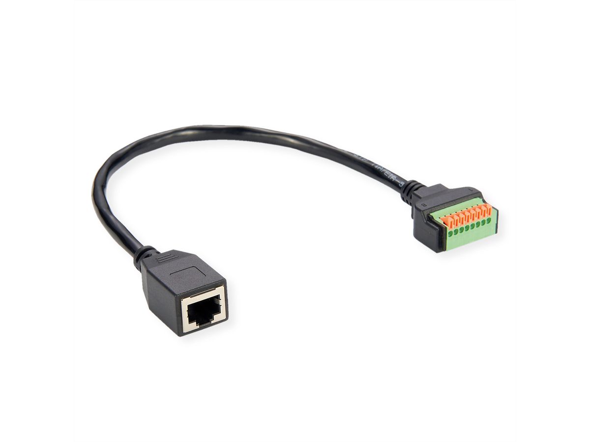 ROLINE Câble adaptateur RJ45 femelle vers bloc terminal, 30 cm