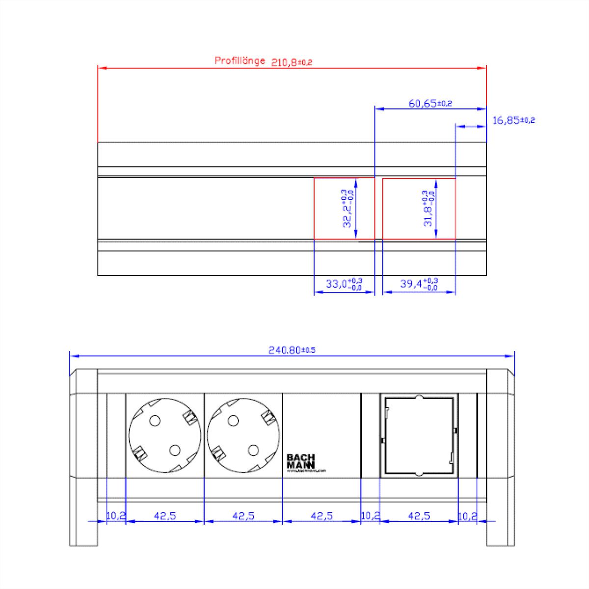 BACHMANN DESK 2xCEE7/3 1xCM GST18, noir