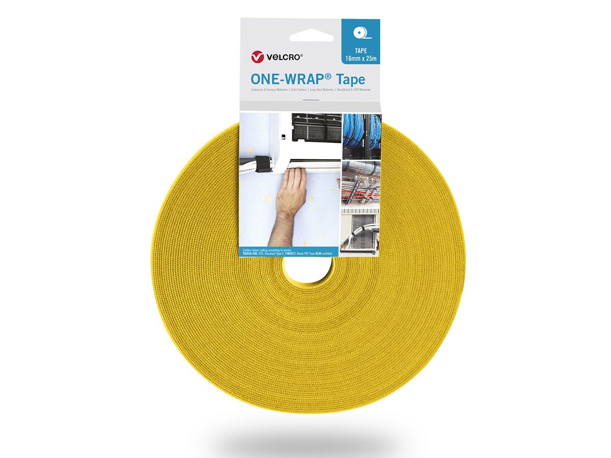 VELCRO® One Wrap® Bande 20 mm, jaune, 25 m