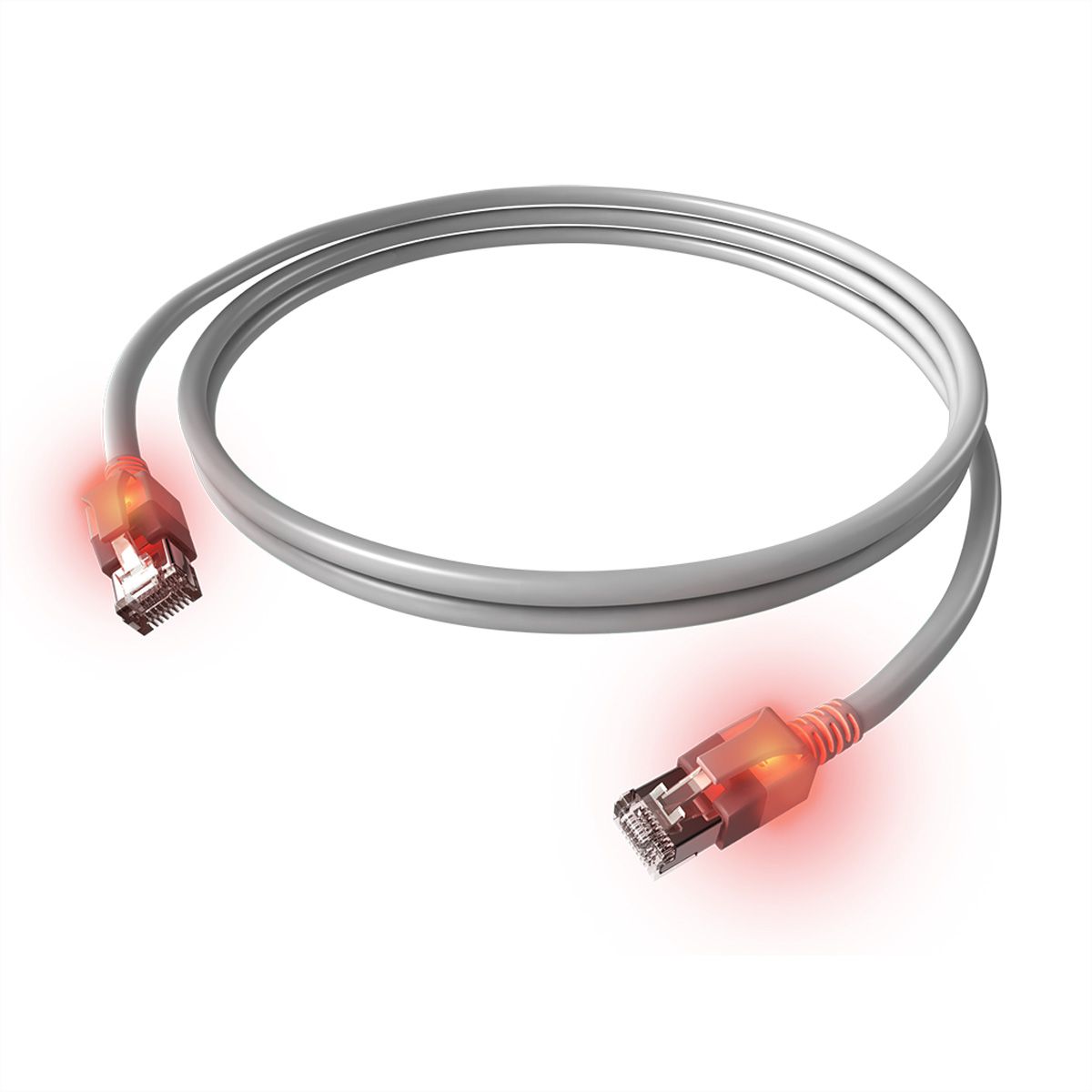 Cordon EasyLan DualBoot® LED Cat.6A (Classe EA) S/FTP, LSOH, gris, 0,5 m