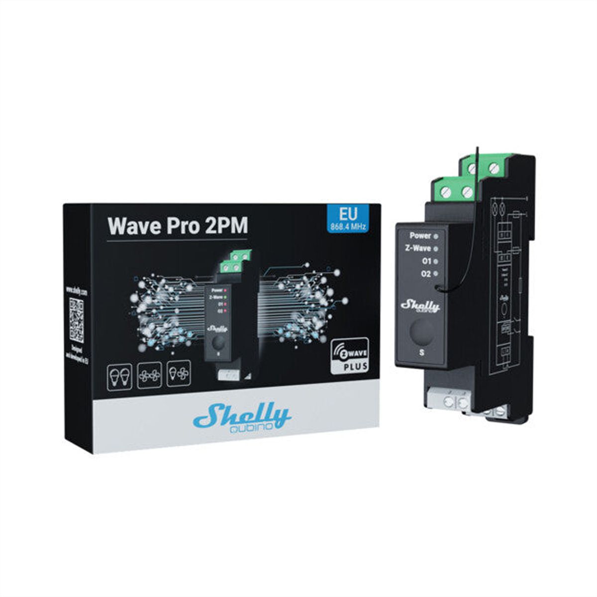Shelly  Actionneur de commutation Qubino Wave Pro 2PM