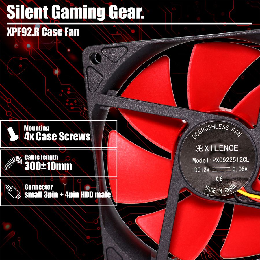 Xilence XPF92.R 92mm Performance Ventilateur de boîtier, 3PIN