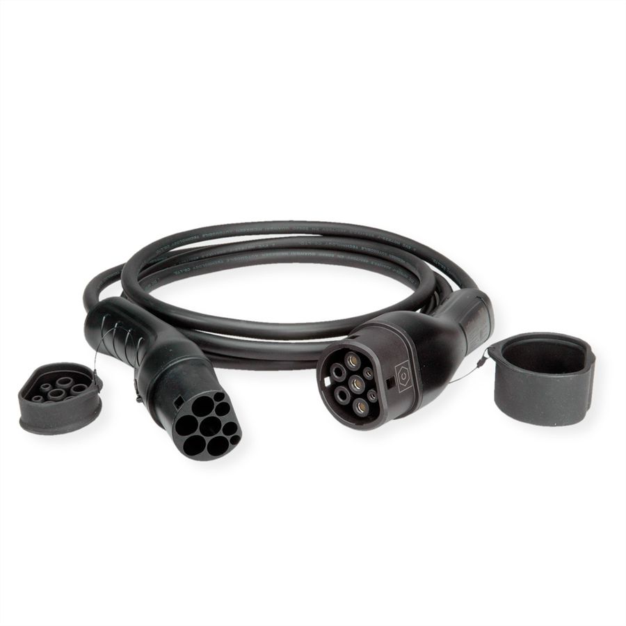 ROLINE E-Auto Ladekabel Typ2, 1-phasig, 250VAC (1P+N+E), 32 A, 7,4 kW, 7,5 m