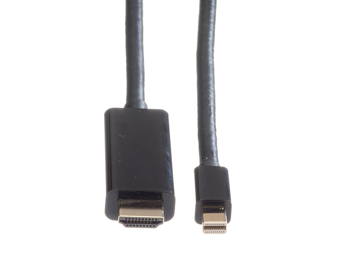 ROLINE Mini DisplayPort Kabel, Mini DP-UHDTV, ST/ST, schwarz, 1 m