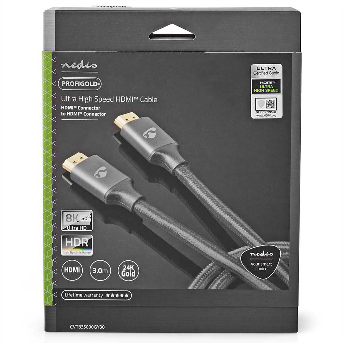Nedis 8K HDMI Ultra HD Kabel, ST/ST, grau, 3m