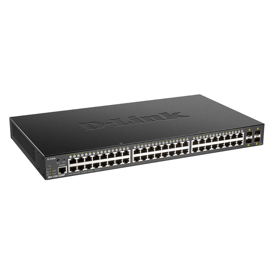 D-Link DGS-1250-52XMP Gigabit Switch PoE 52-Port Smart Managed PoE+ 4x 10G