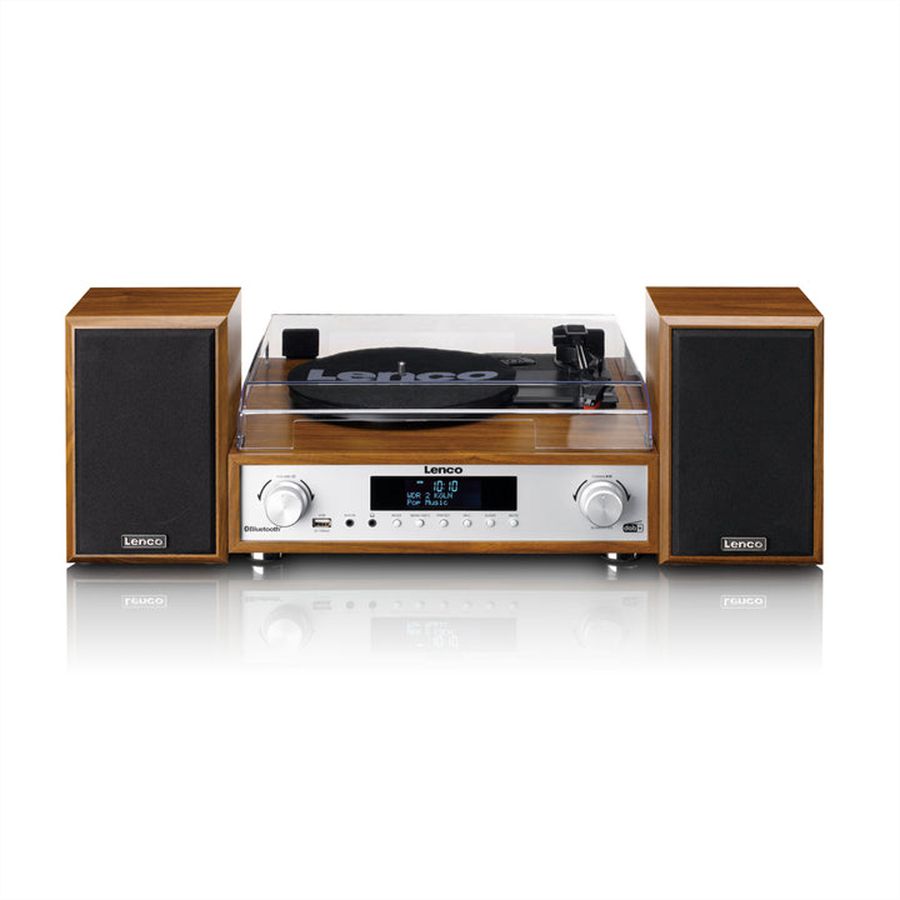 Lenco Chaîne Hi-Fi MC-160WD couleur bois, TT, DAB, radio FM, BT