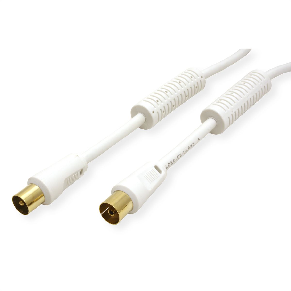 Câble d'antenne avec ferrite M/F, blanc, 5 m