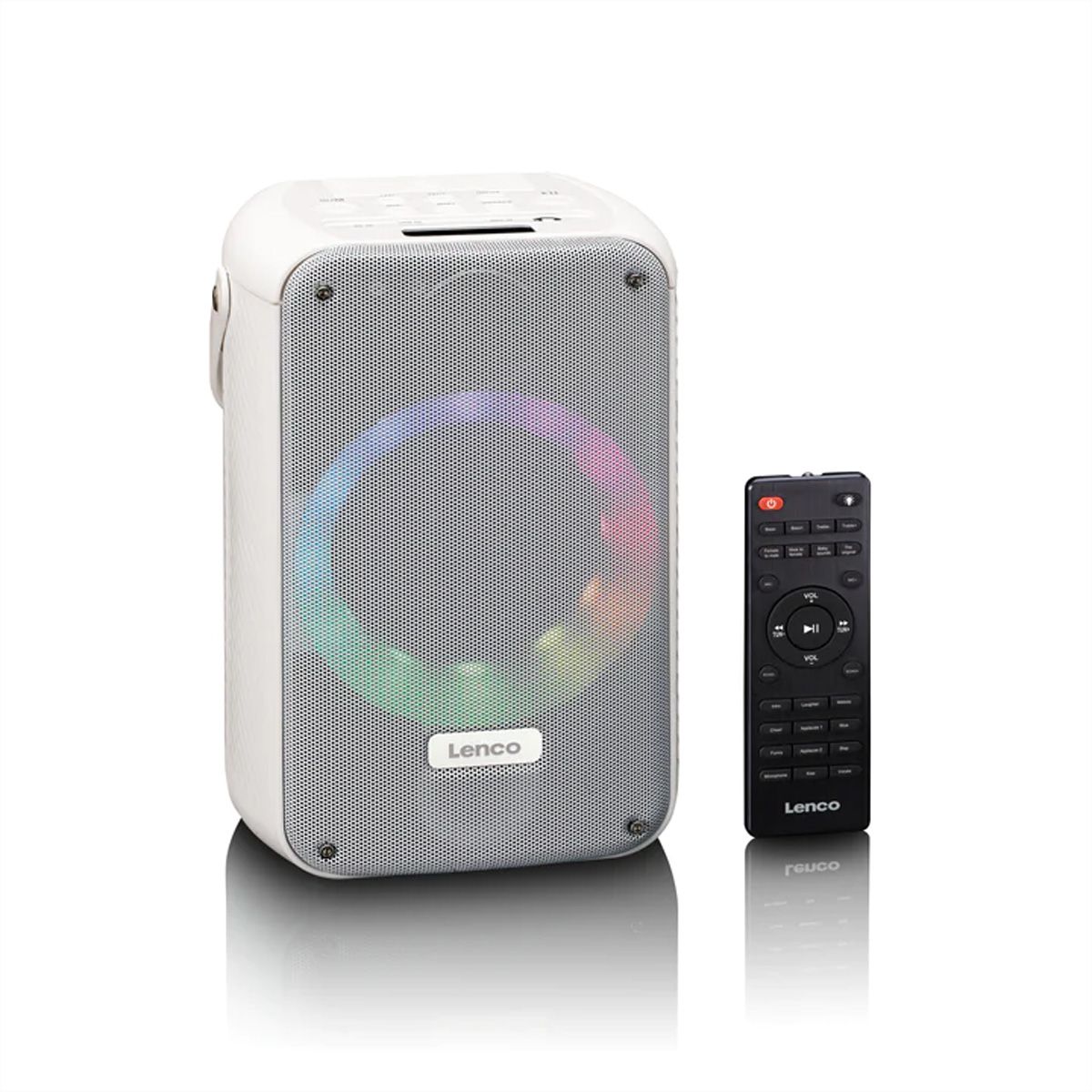 Lenco Karaoke Lautsprecher BTC-060WH, weisses Kabelloses Mikrofon