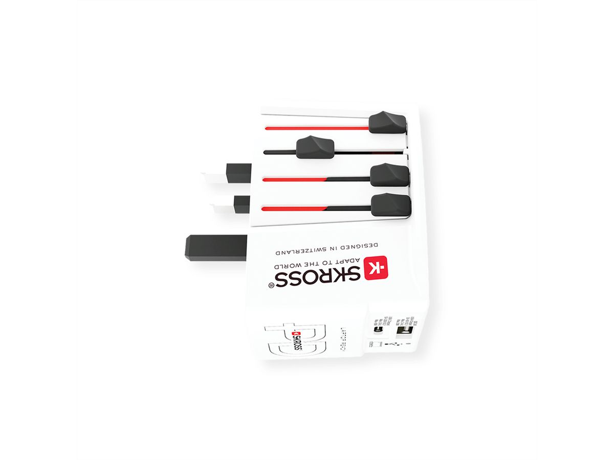 SKROSS Adaptateur de voyage MUV USB A/C 45PD avec câble USB-C, monde