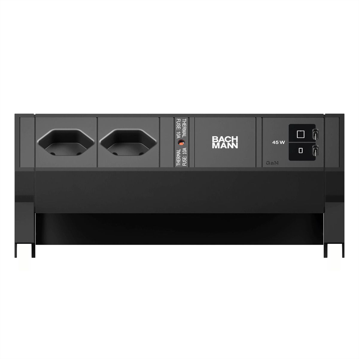 BACHMANN DESK2 2xCH 90° 1xUSB C/C 45W, L=0,2m RAL9005