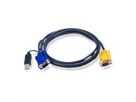 ATEN 2L-5203UP KVM-Kabel VGA USB (mit eingebautem PS/2-USB-Konverter), schwarz, 3 m