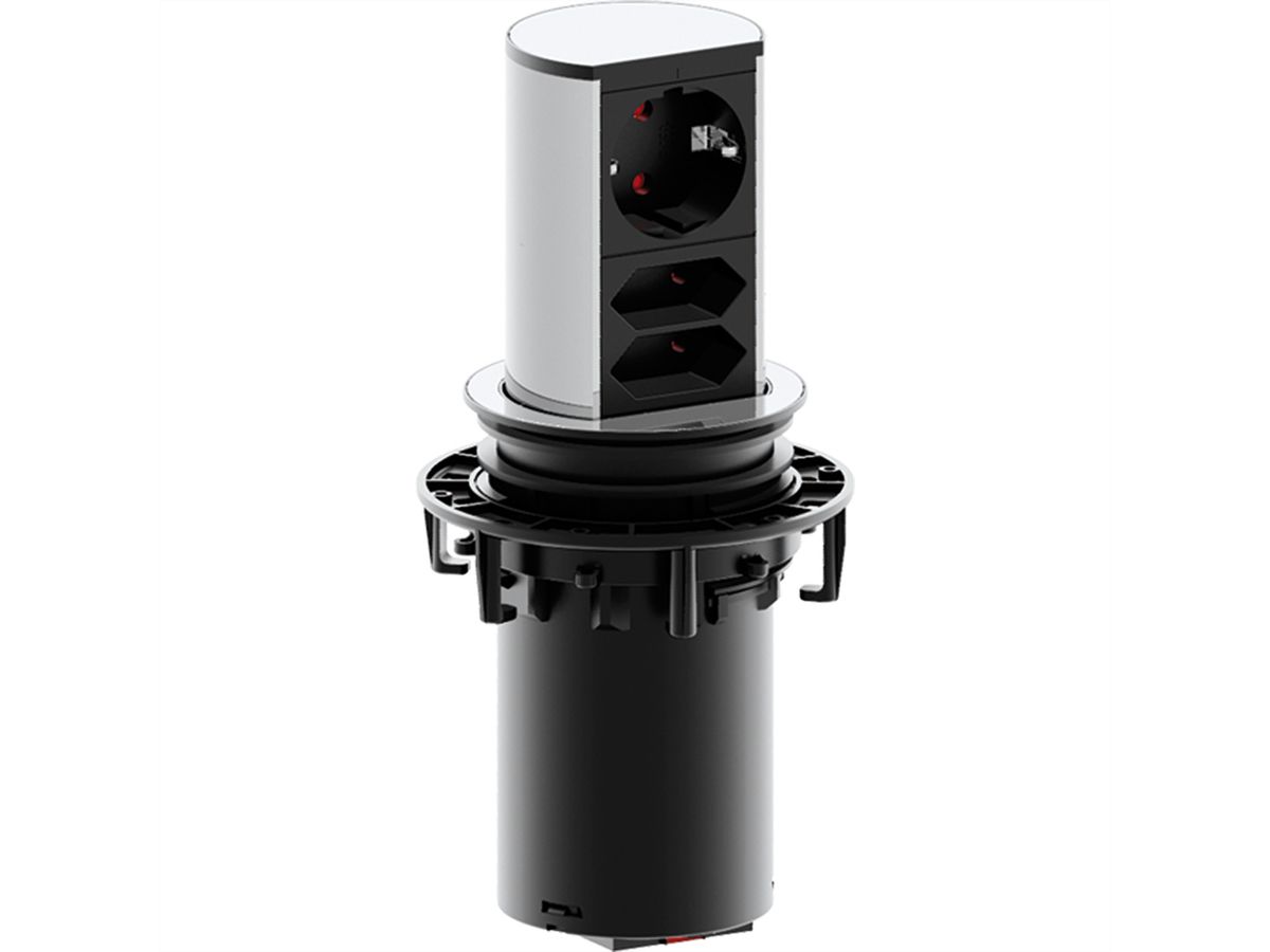 BACHMANN Elevator 1xCEE7/3 2xEuro, Edelstahl, 2 m